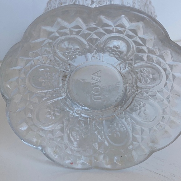 Vintage Avon bathroom apothecary glass scalloped footed bowl dish daisy pattern - Picture 6 of 9